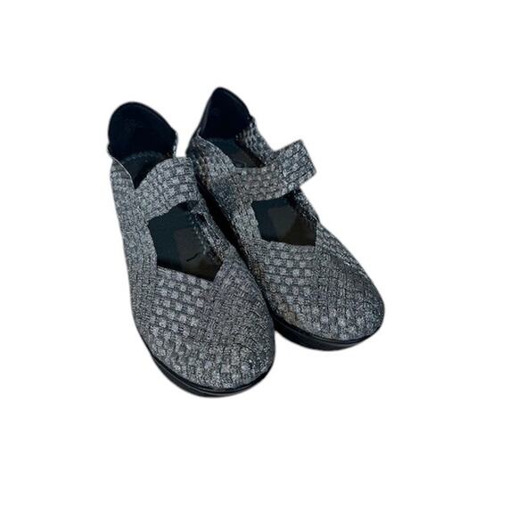 St. Johns Bay Metallic Gray Silver Woven Top Strap Shoes Women Sz 10 - Picture 1 of 10